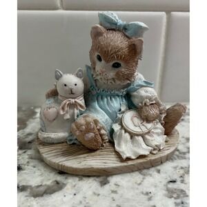 Calico Kittens Friendship is Sewn Stitch by Stitch Figurine 1992 Enesco girlhood